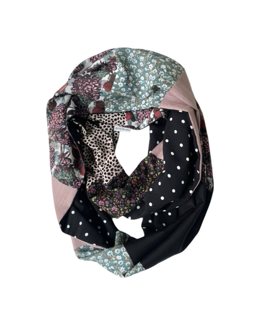 Infinity Scarf - Dark Florals / Black Spotty