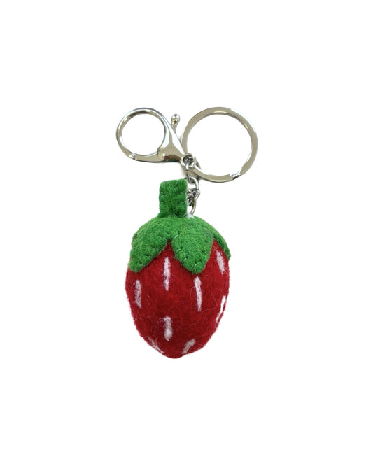 Strawberry Felted Wool Keyring/Clip