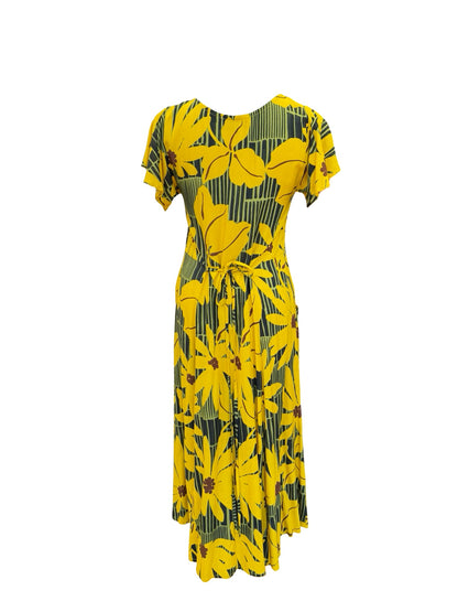"Lucia" Dress - Yellow Flower Print