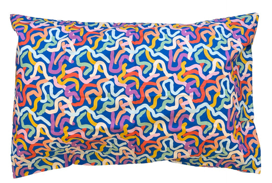 Pretty Floral Pillowcases - Blue Squiggles