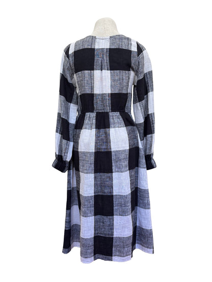 Abby Dress Long Sleeve - Black/White Check