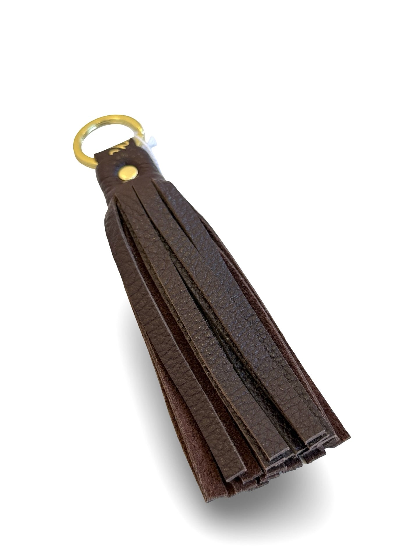 Leather Tassel Keyring - Dark Brown