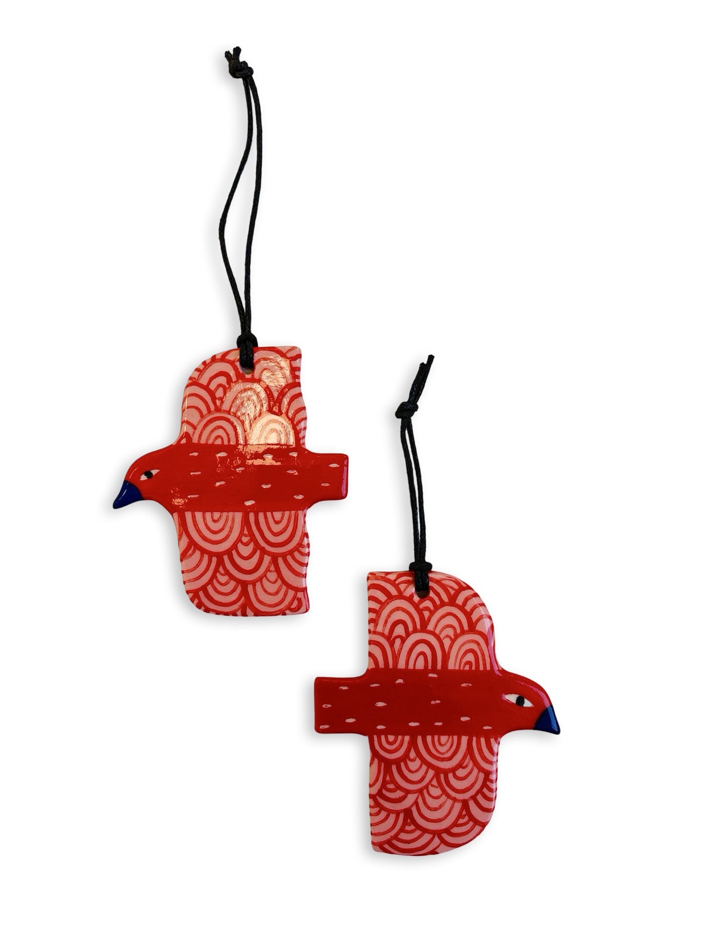 Red, Pink & Scallop Ceramic Bird Decoration by Studio Soph