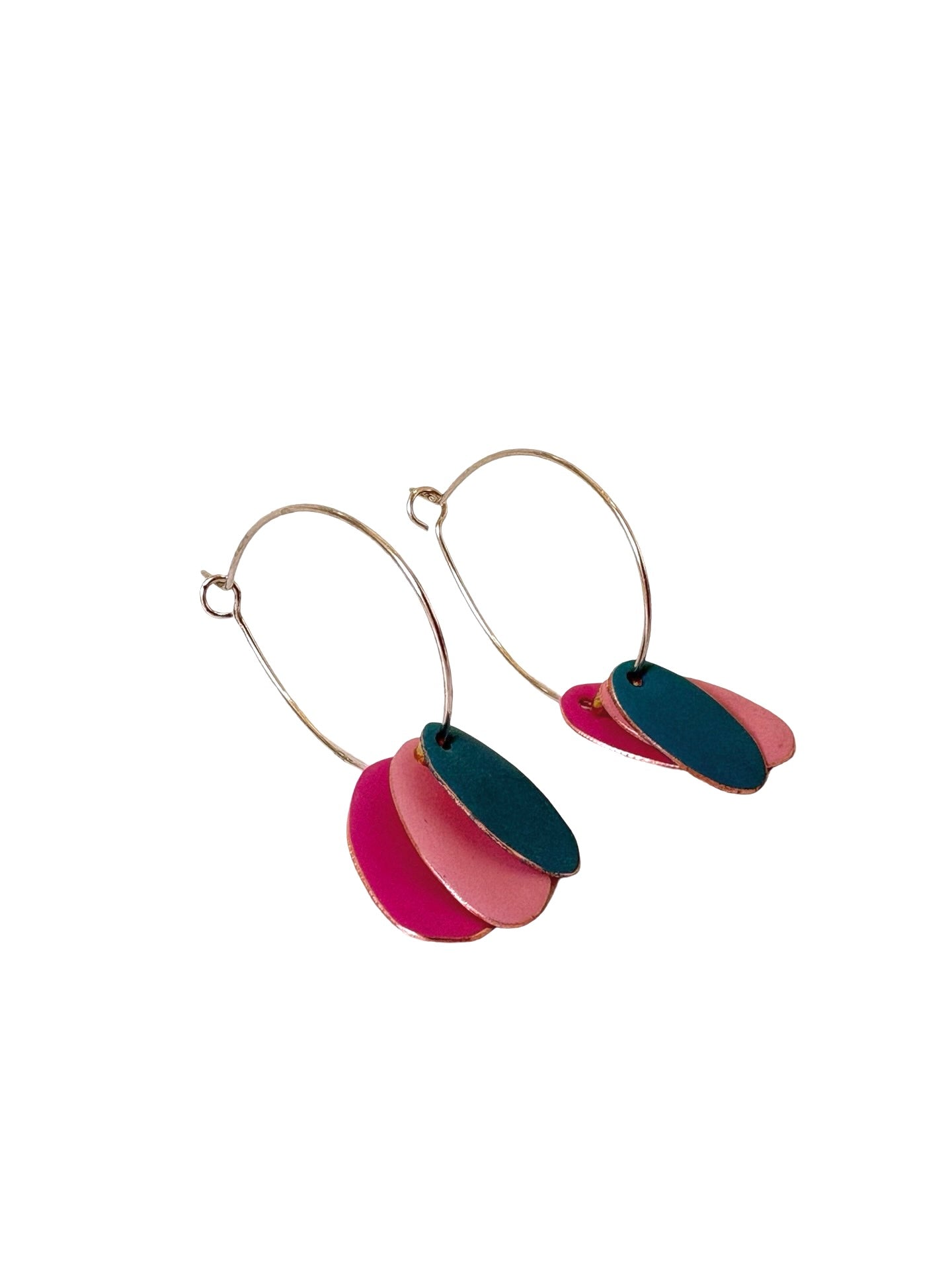 Hoops & Drops Earrings - Neon, Pink, Dark Turquoise