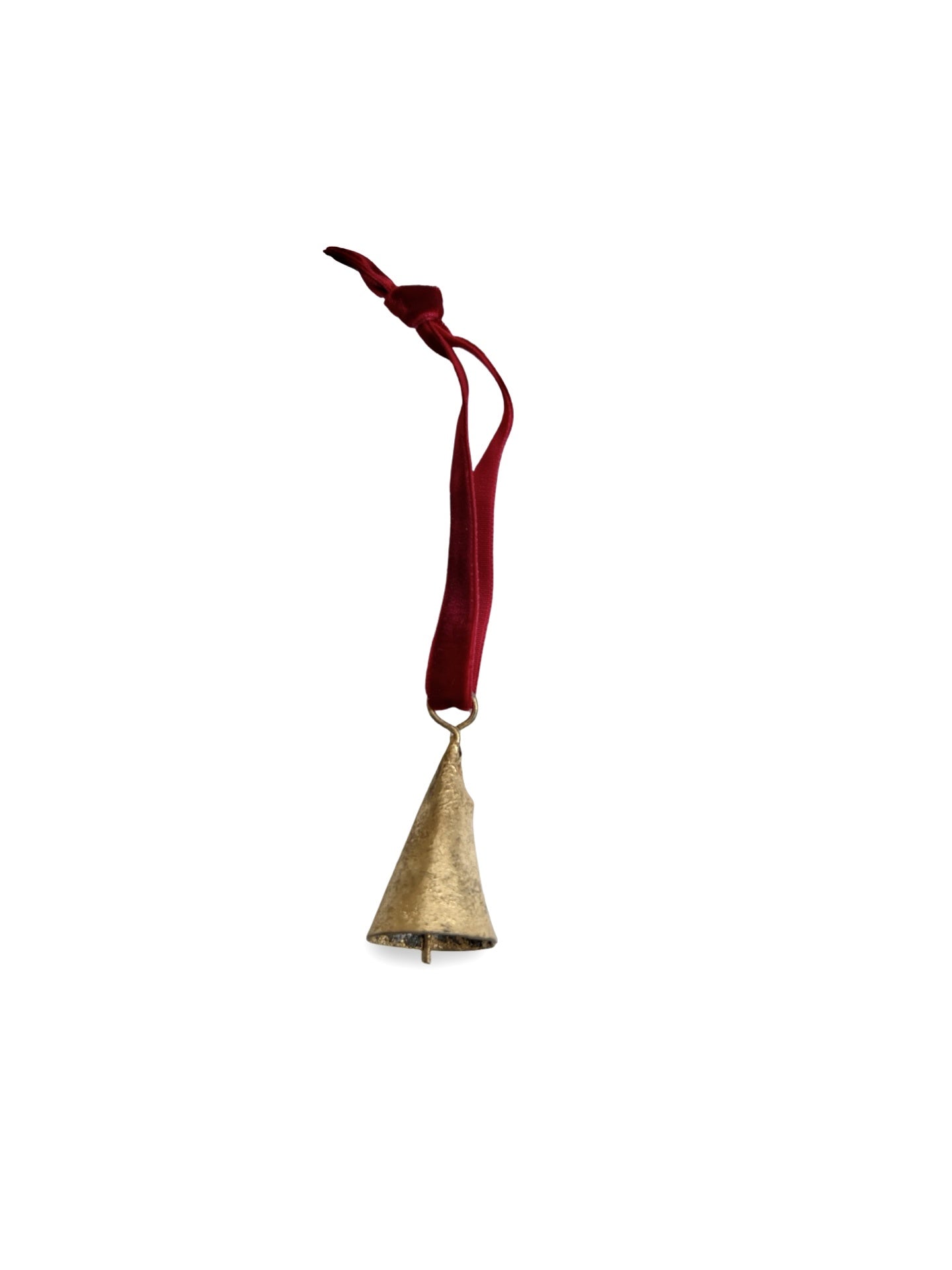 Brass Bell with Velvet Cord - Red