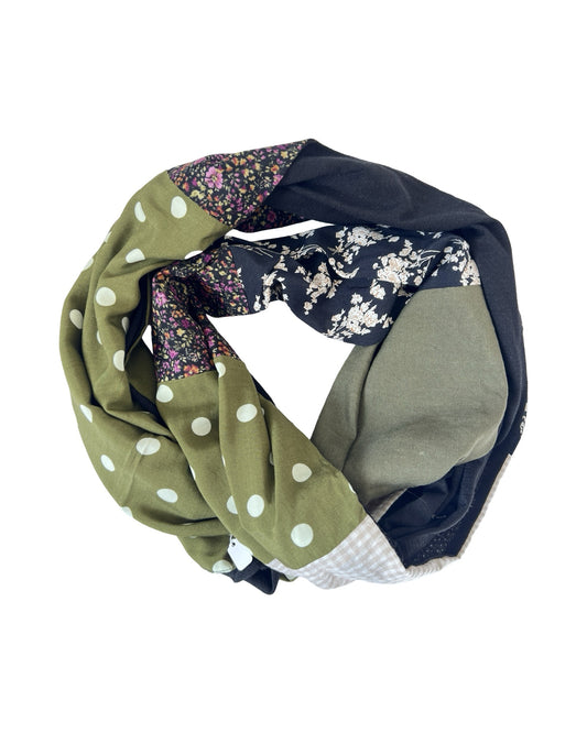 Infinity Scarf - Dark Florals / Black Merino