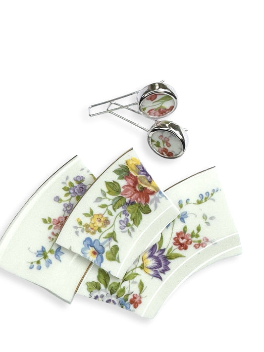 Repurposed Royal Grafton Bone China & Sterling Silver Earrings (#2507)
