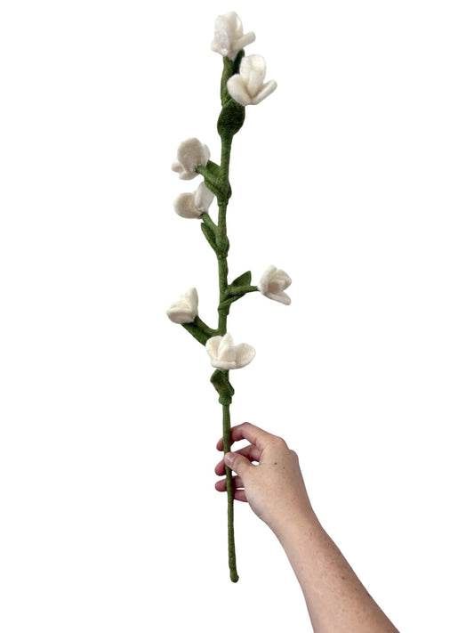 Flower Stem - NZ Felted Wool - White
