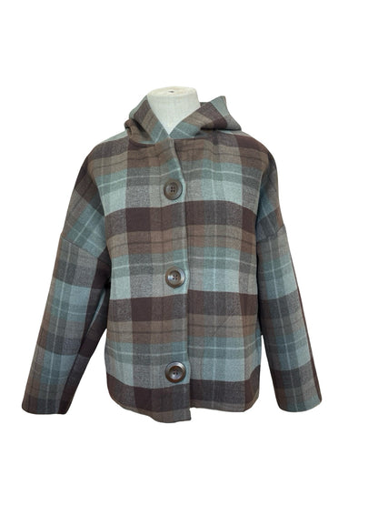 "Ava" Wool Blend Jacket - Brown Check