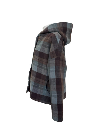 "Ava" Wool Blend Jacket - Brown Check