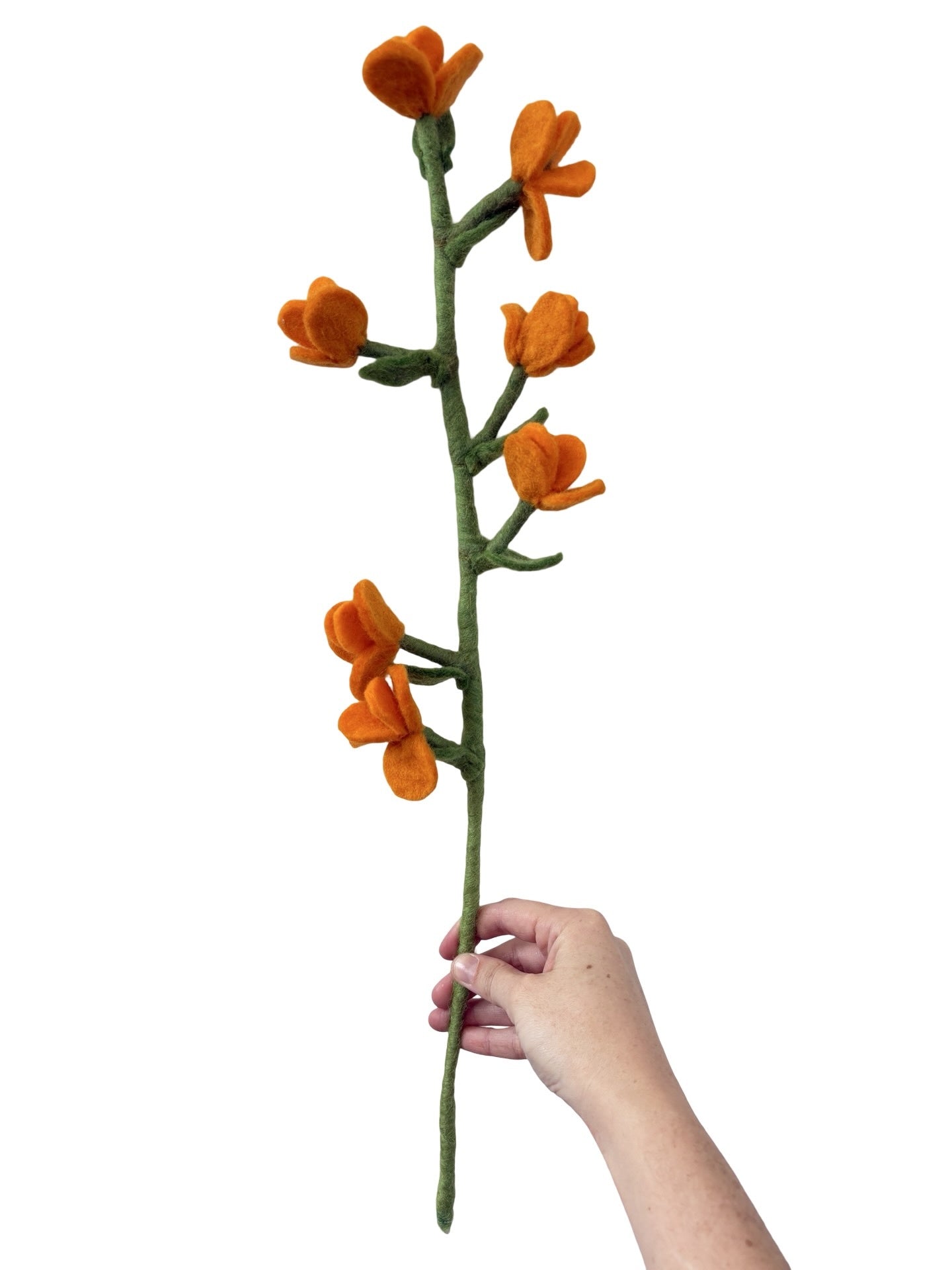Flower Stem - NZ Felted Wool - Orange