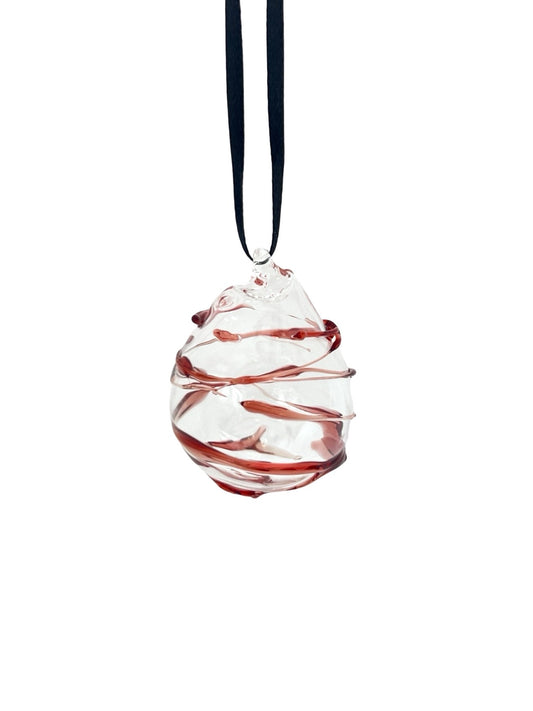 Blown Glass Bauble - Red swirl