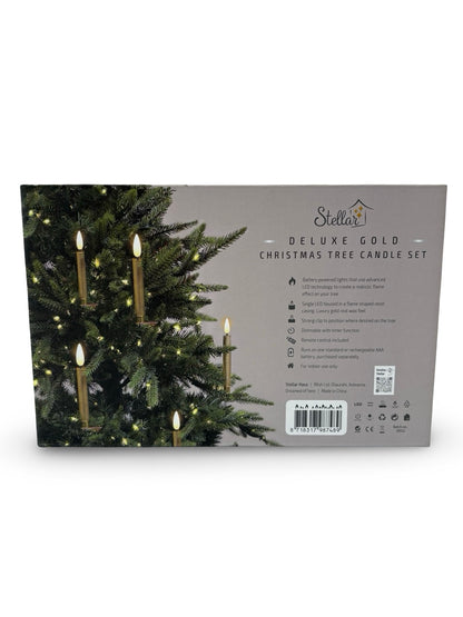 Gold Deluxe 10pcs Christmas Tree Candle Set