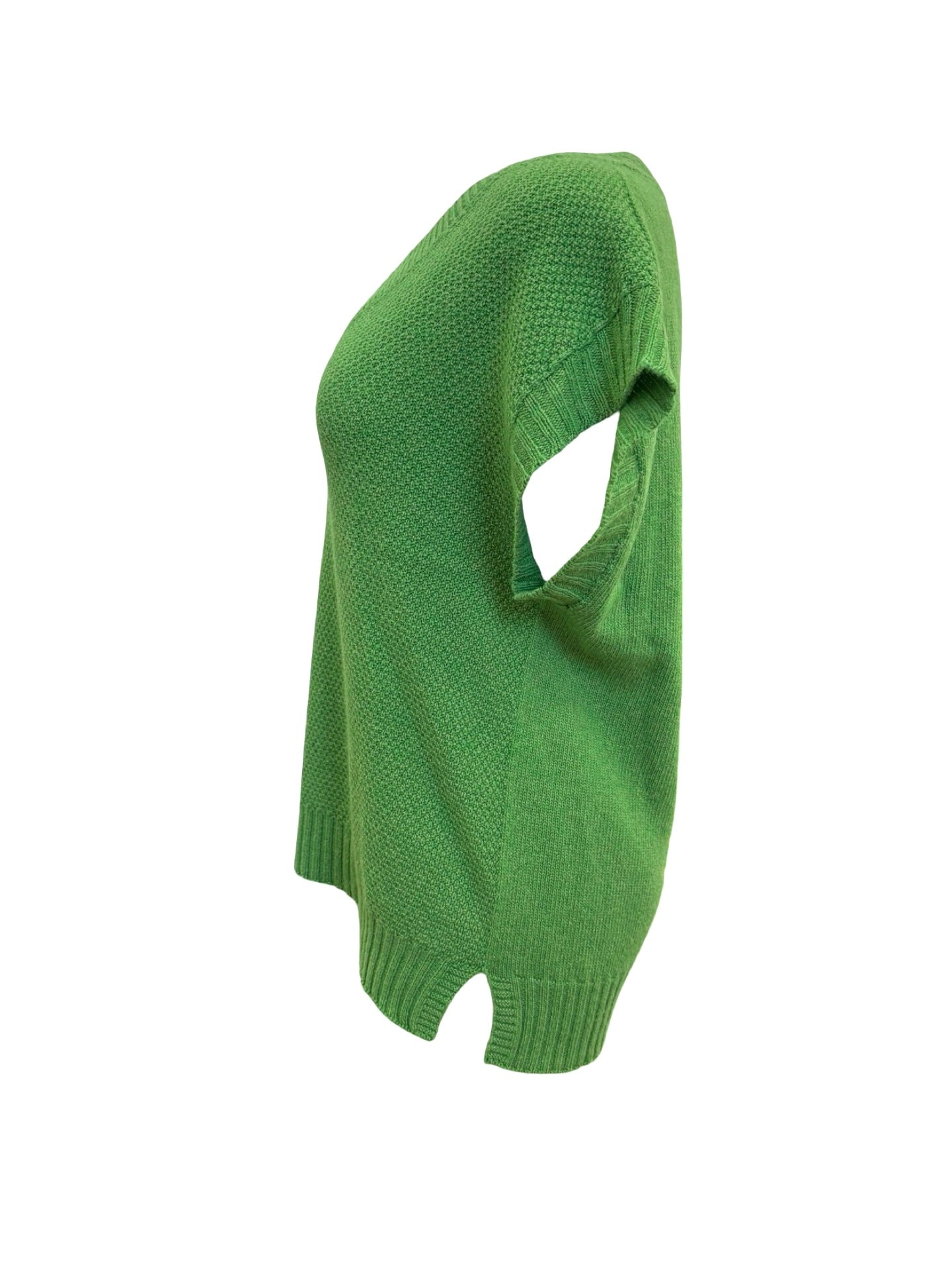 Evie Textured Cotton/Merino Vest - Kelly Green