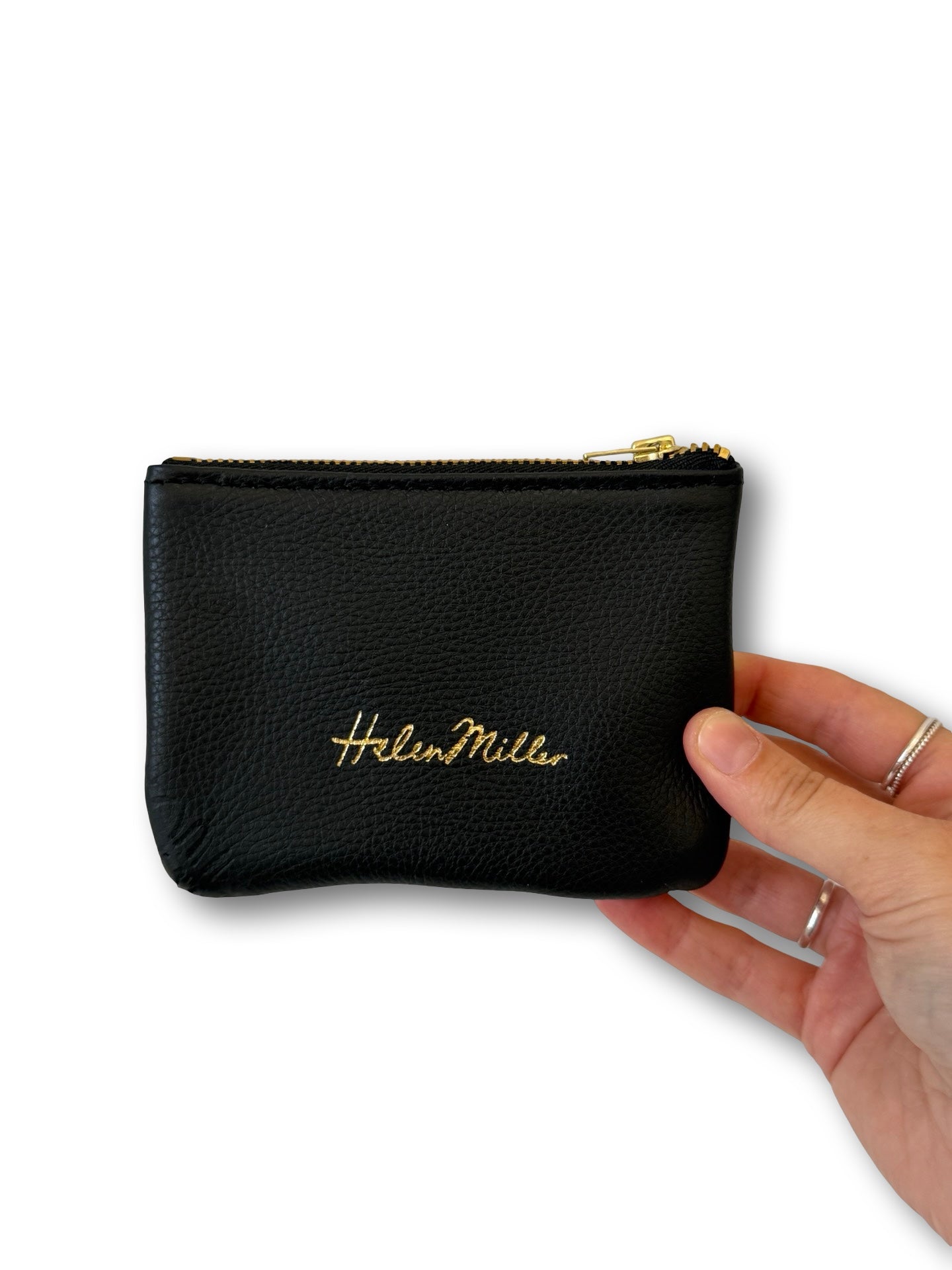 Leather Coin Purse - 12cm - Black