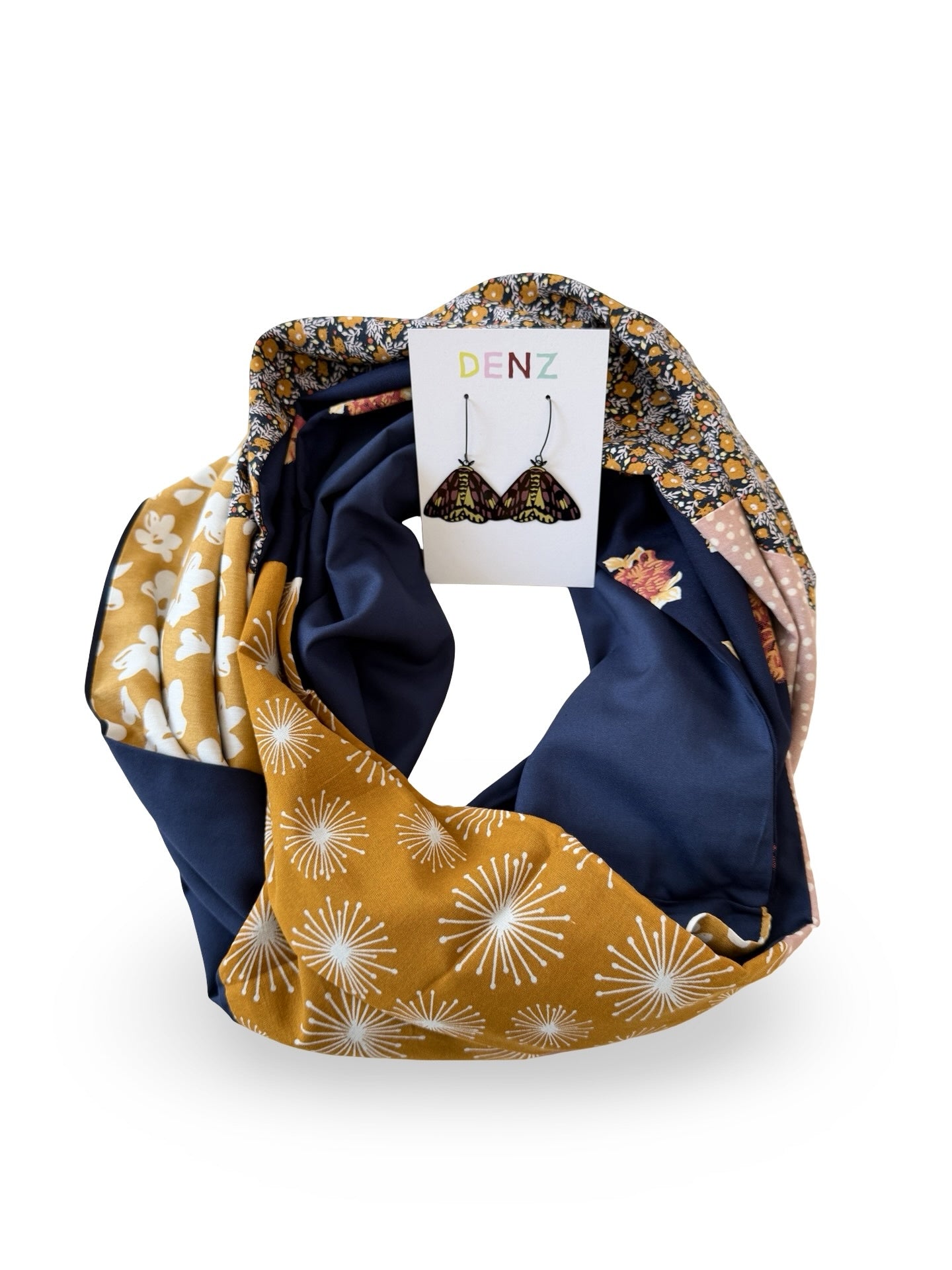 Infinity Scarf - Mustard Petite Florals / Navy