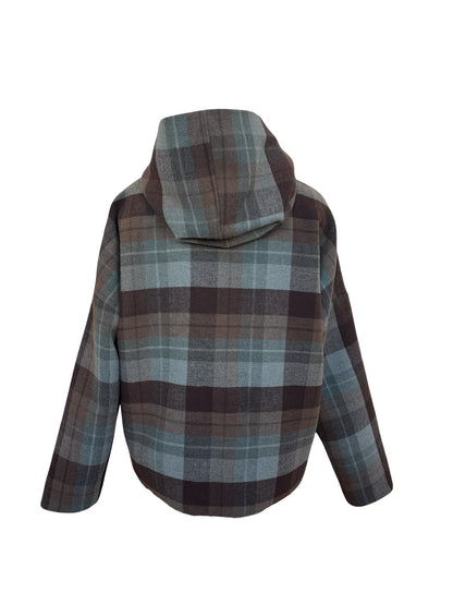 "Ava" Wool Blend Jacket - Brown Check