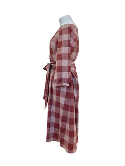 Long Sleeve Mollie Dress - Blush Check