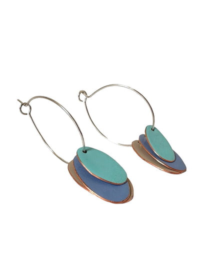 Hoops & Drops Earrings - Sand, Pigeon, Turquoise