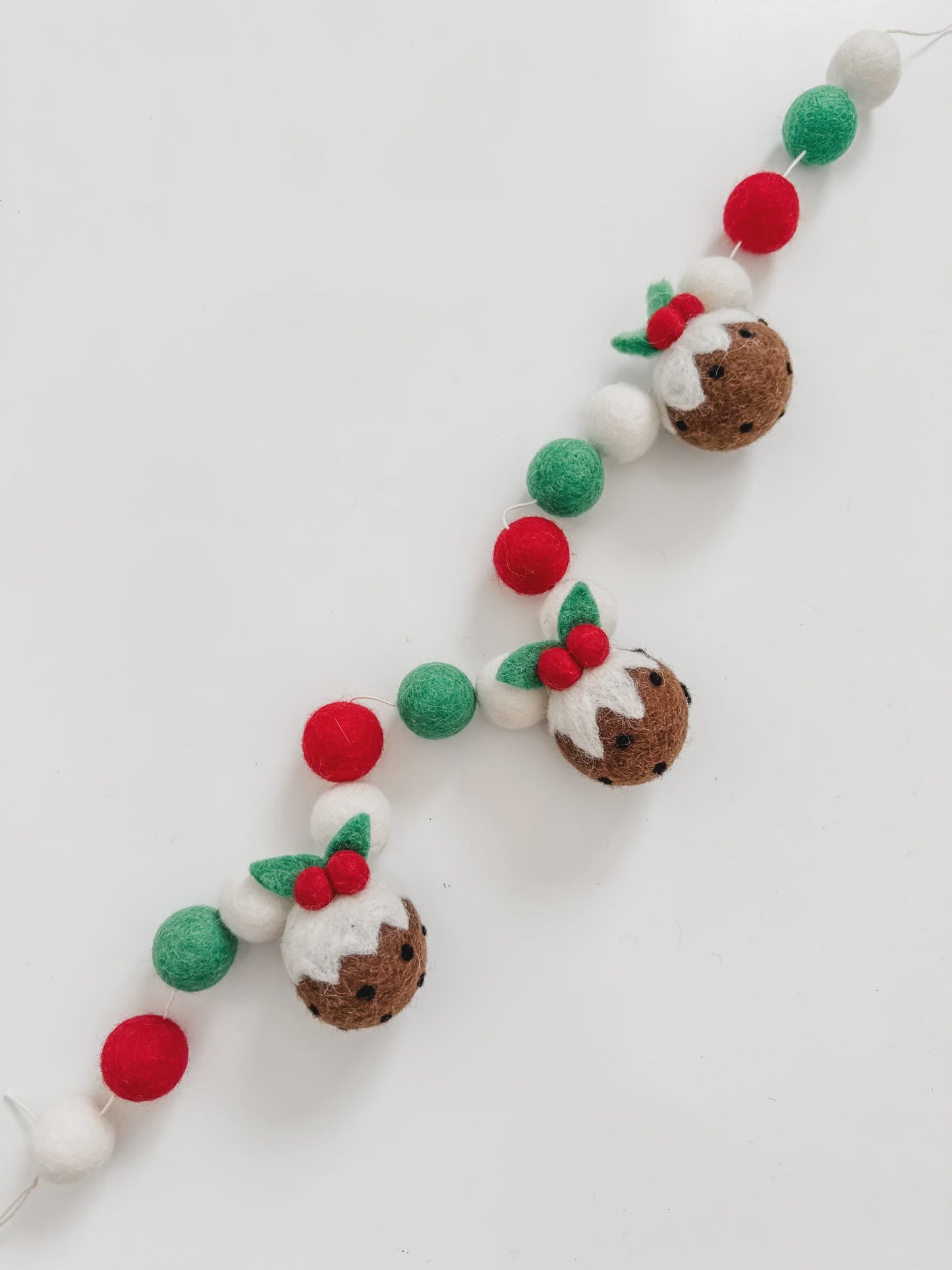 Felted Christmas Pudding Garland