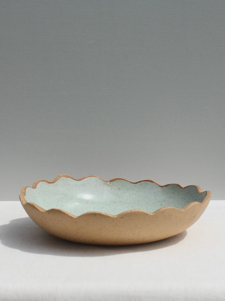 Scalloped Edge statement bowl in sage green by Formantics