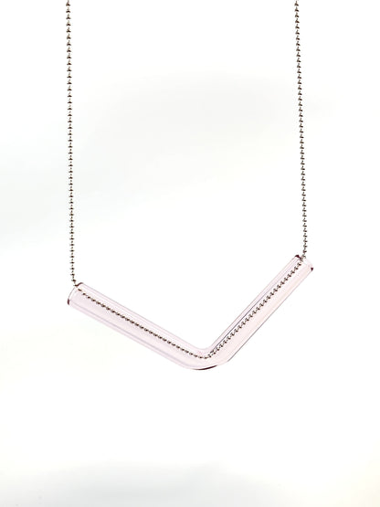 Glass Angle Necklace - Quartz Pink
