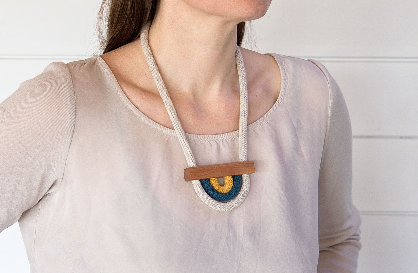 Rope Arch Necklace - Natural, Teal, Mustard