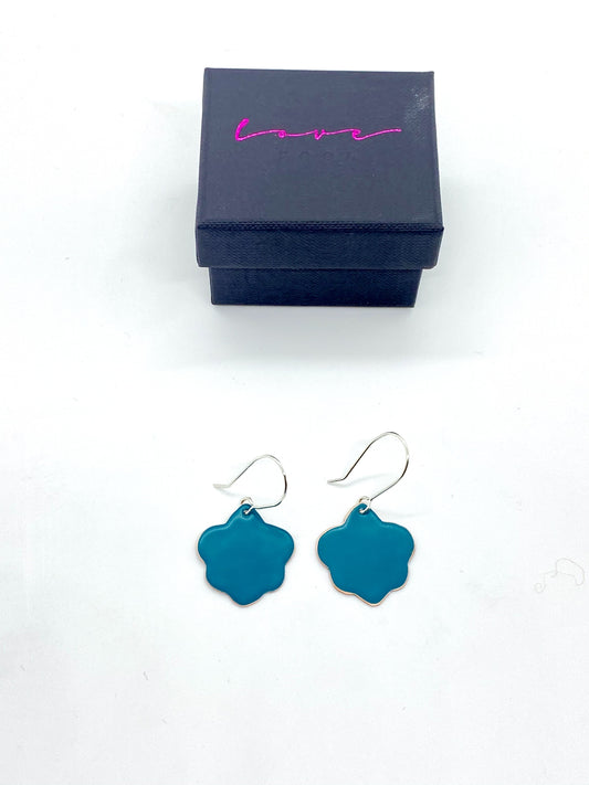 Fleur de Lis Earrings - Dark Turquoise