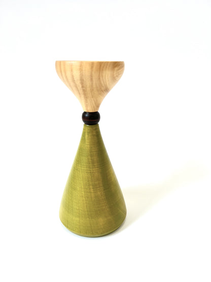 Candle Holder - Tulip Sphere - Natural/Dark Oak/Green