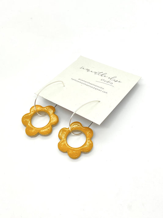 Flower Drops - Tangerine - Ceramic & Sterling Silver Earrings