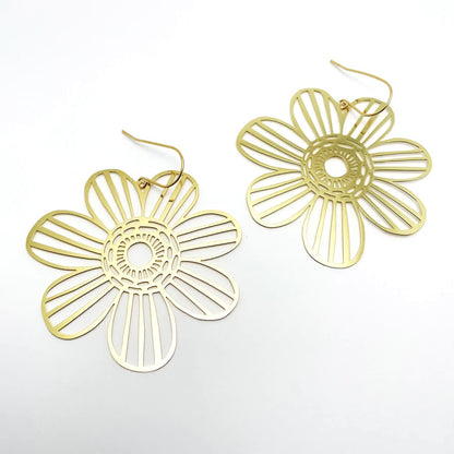 BIG flower earrings in gold