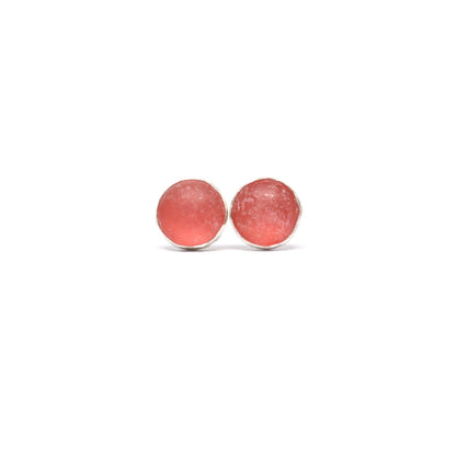 Cheerful Studs. Sterling Silver. Salmon