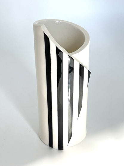 Fine Line Striped Ceramic Vessel