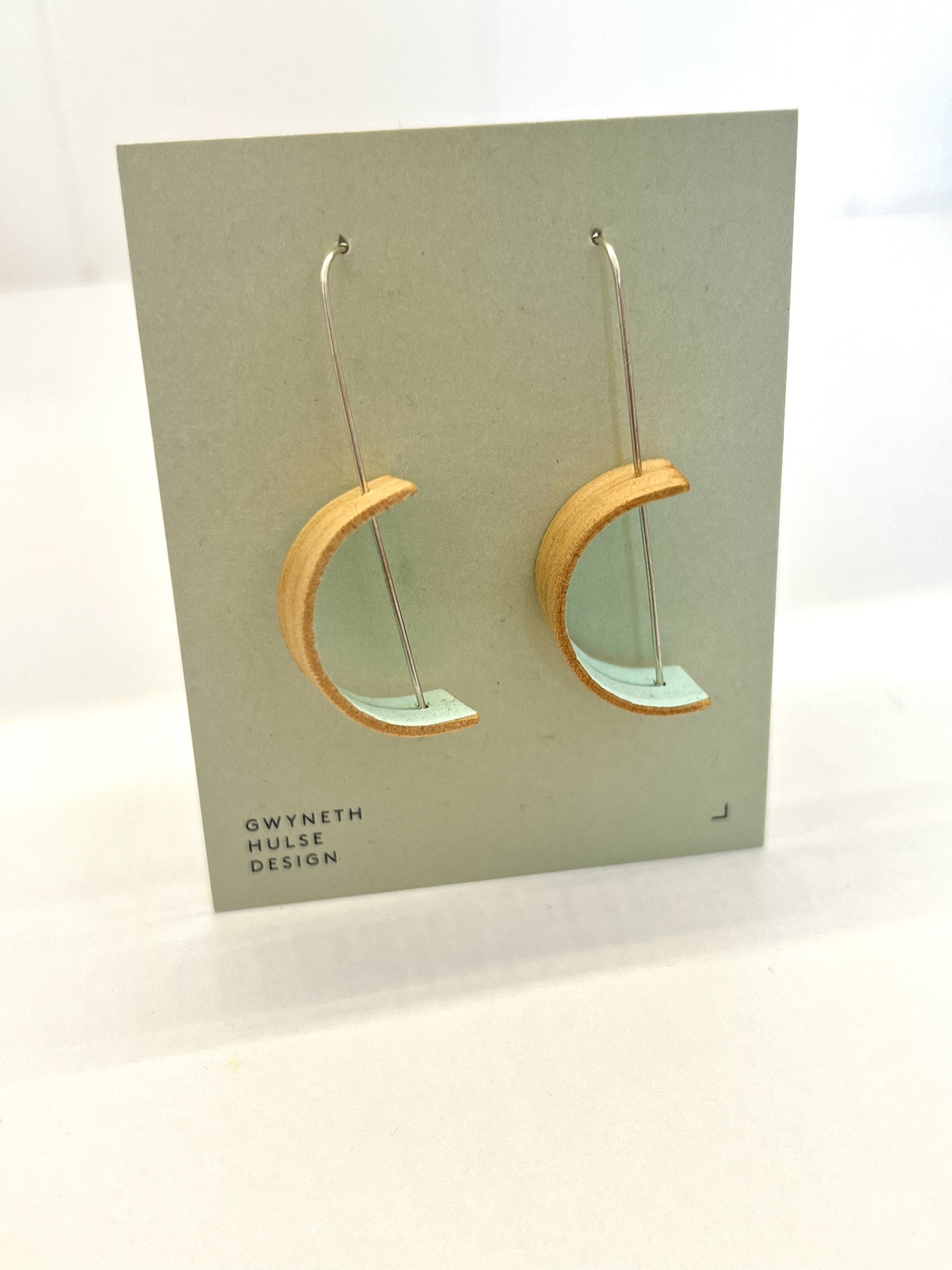 Bentwood Kauri Crescent Earrings - Mint