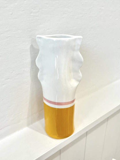 'Oscillate' Ceramic Art Vase - Mustard