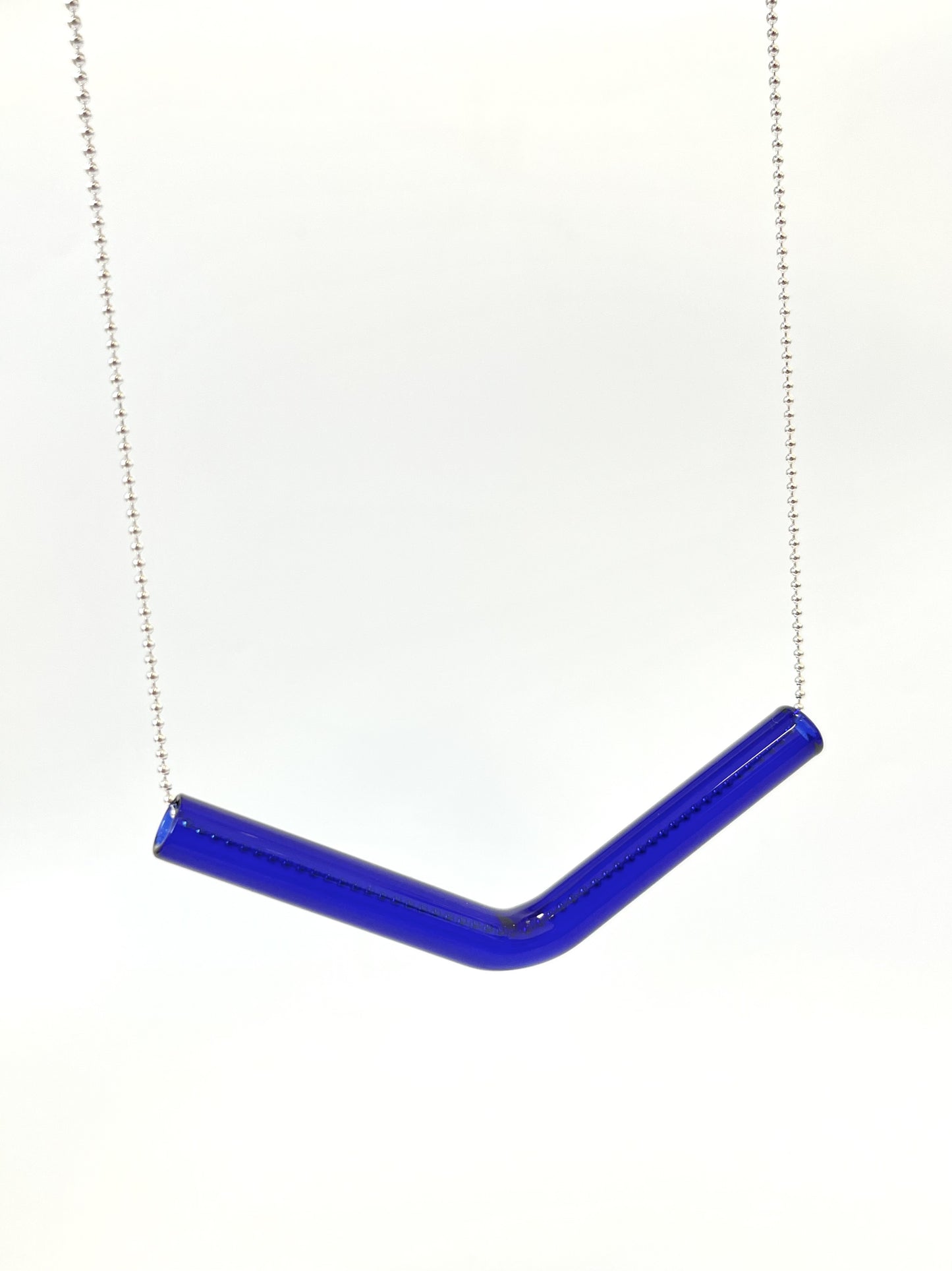 Glass Angle Necklace - Cobalt Blue