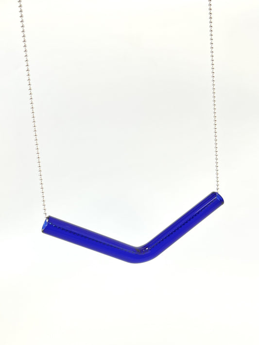Glass Angle Necklace - Cobalt Blue