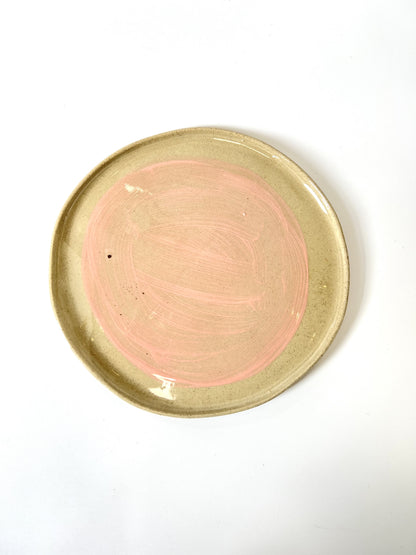 Large Handmade Ceramic Round Plate - Pink