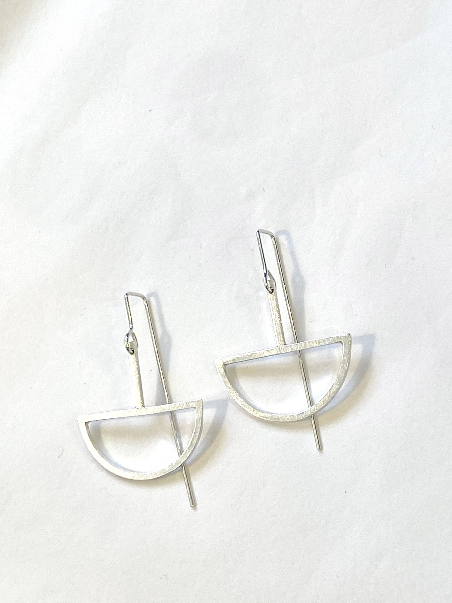 Stg Silver Crescent with Bar Earrings (#141)