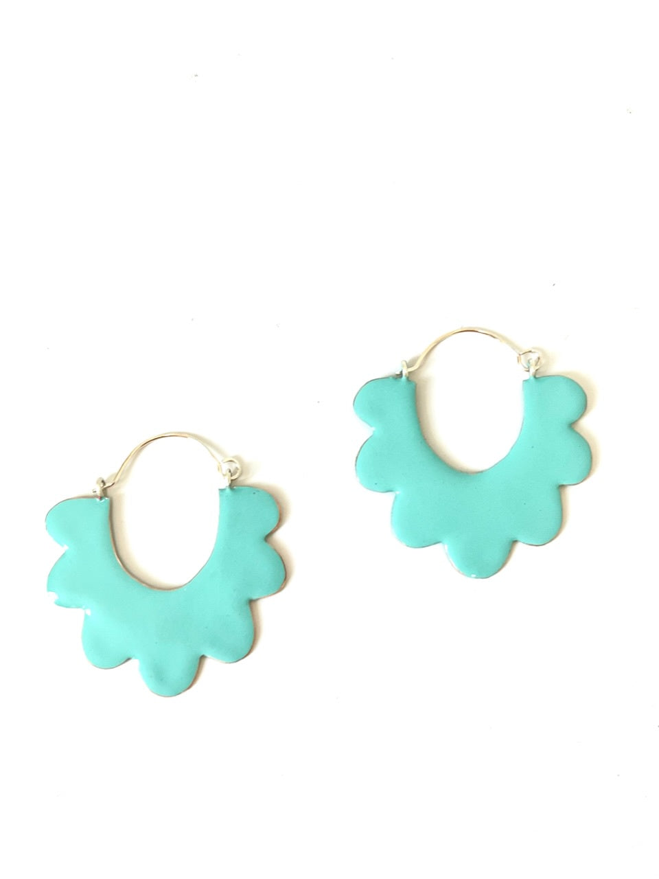 Ruffle Hoop Earrings - Turquoise