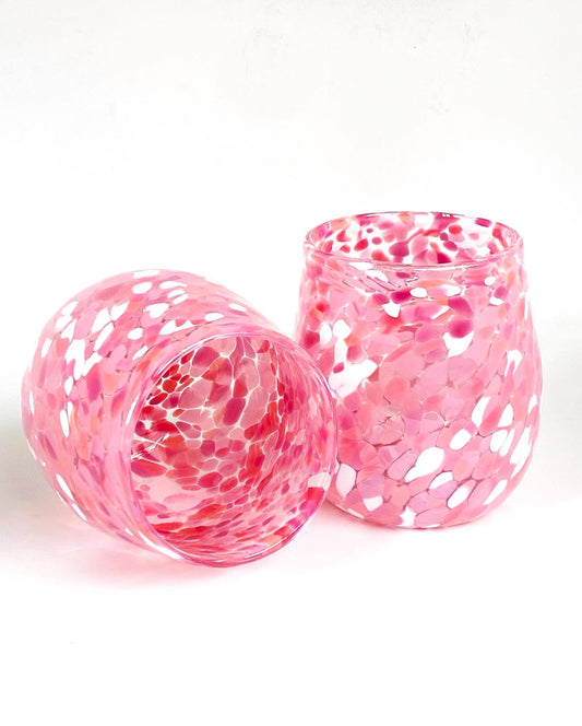 Handblown Glass Tumbler - Hot Pink