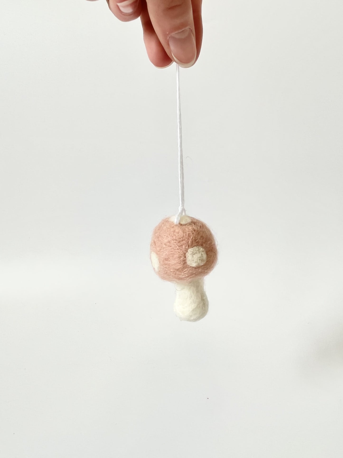 Felted Christmas Mushroom Ornament - Blush / Pink