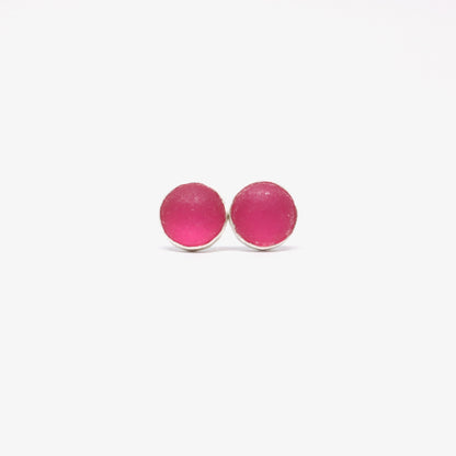 Cheerful Studs. Sterling Silver. Hot Pink