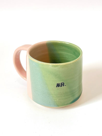 Ceramic "Mr." Mug - Green / Blush