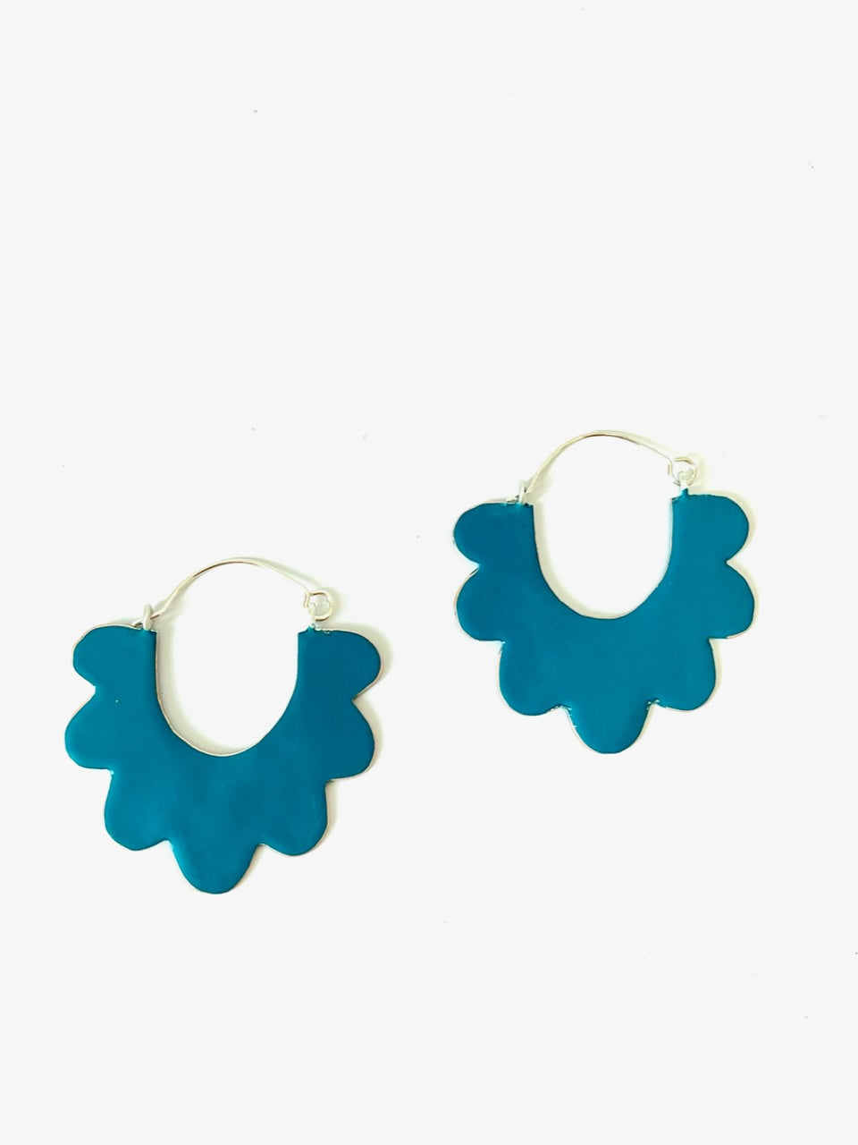 Ruffle Hoop Earrings - Dark Turquoise