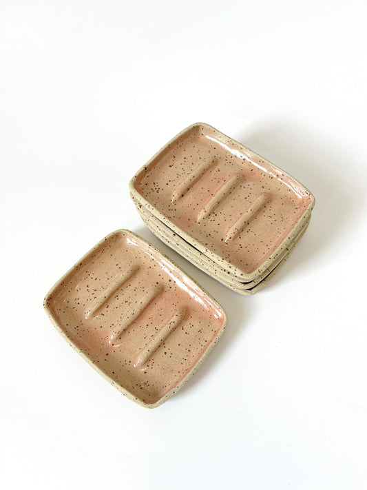 Ceramic Soap Dish - Pink with Speckle