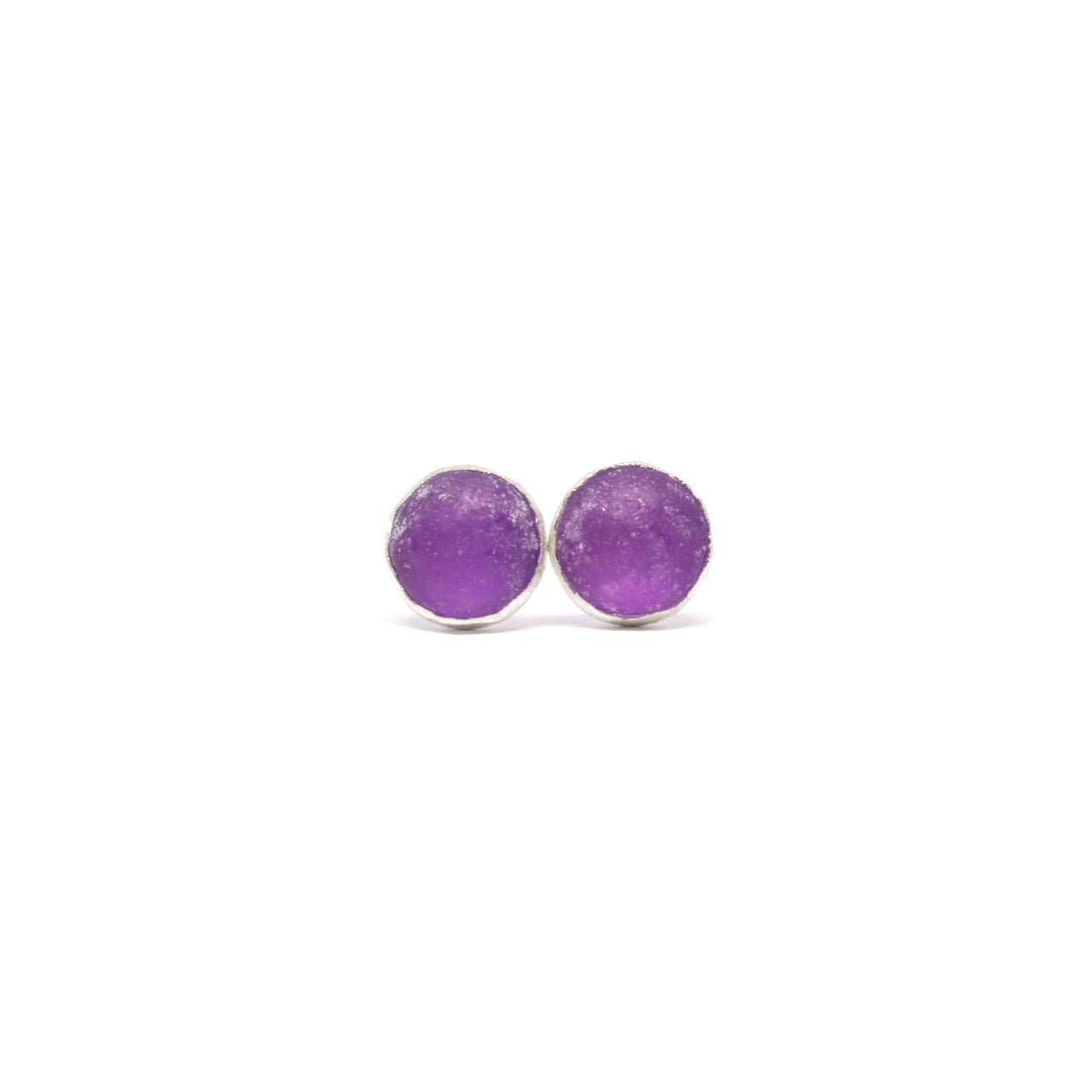 Cheerful Studs. Sterling Silver. Mystic Purple