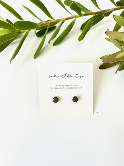 Speckled Dots Ceramic Stud Earrings - Navy