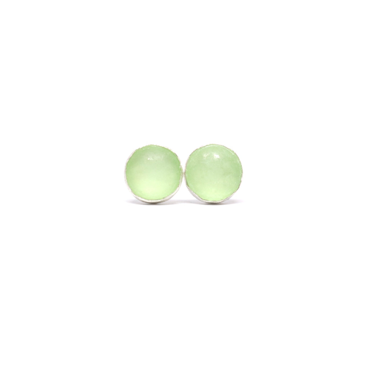 Cheerful Studs. Sterling Silver. Pale Green