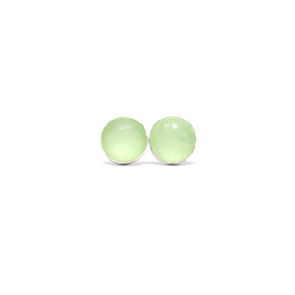 Cheerful Studs. Sterling Silver. Pale Green